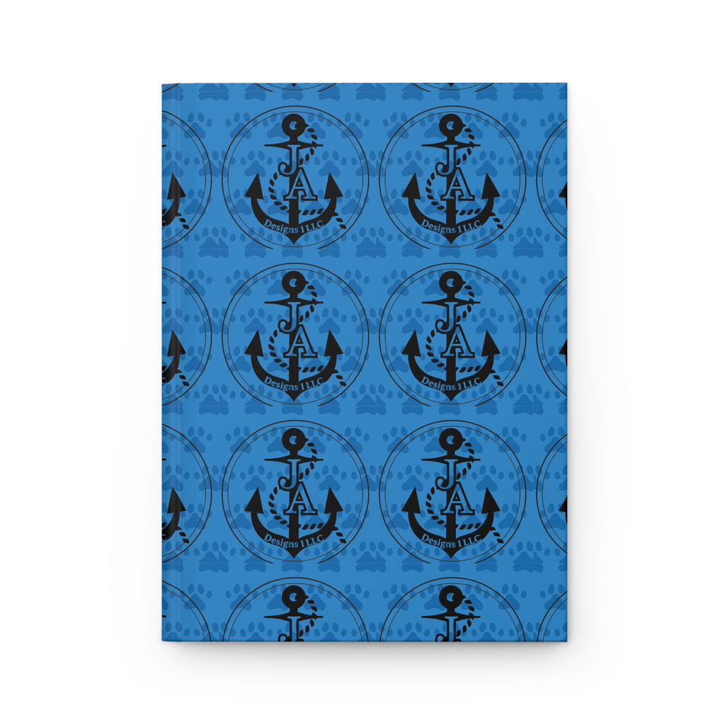 Nautical Anchor Hardcover Journal — Blue Patterned Matte Notebook for Travel & Notes