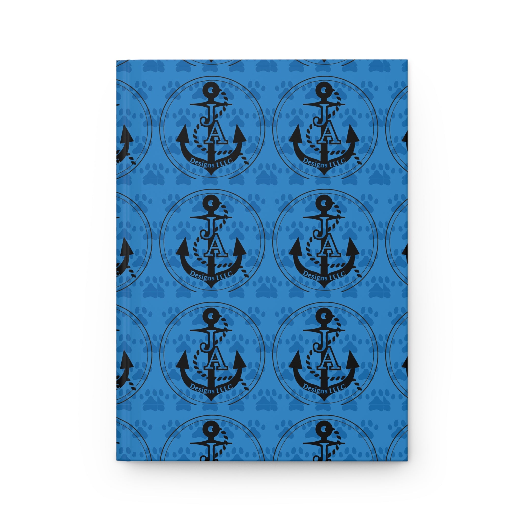 Nautical Anchor Hardcover Journal — Blue Patterned Matte Notebook for Travel & Notes