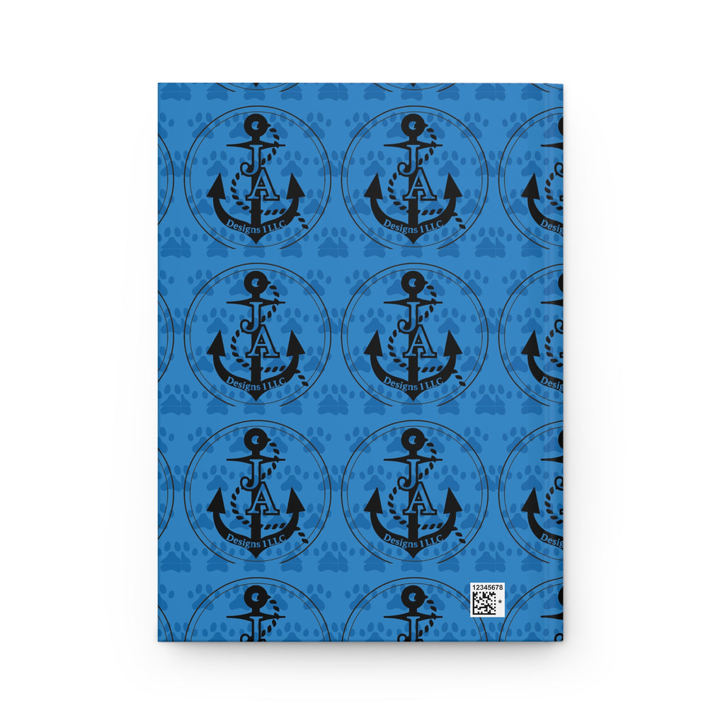Nautical Anchor Hardcover Journal — Blue Patterned Matte Notebook for Travel & Notes