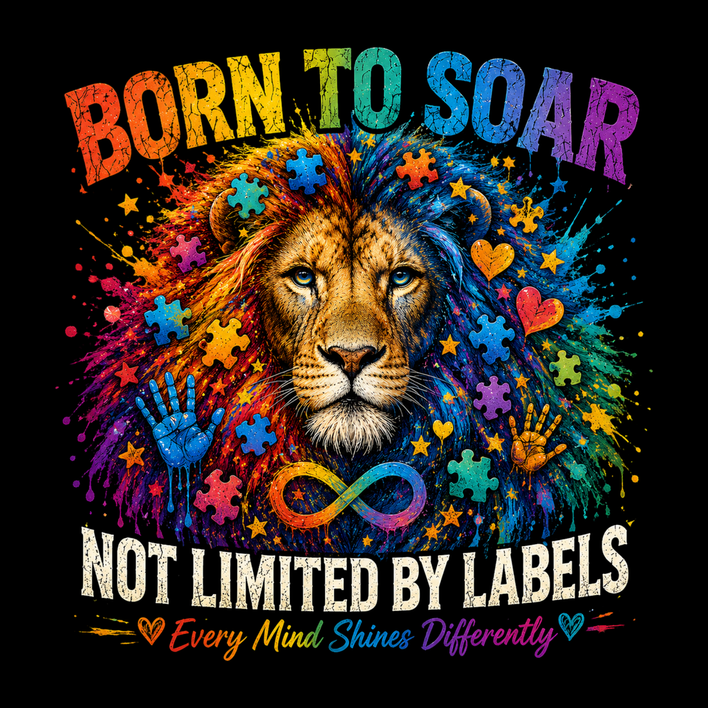 Born to Soar – Autism Awareness Lion | Every Mind Shines Differently