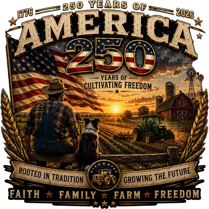America 250 Farmer Tribute – 250 Years of Cultivating Freedom- T-Shirt