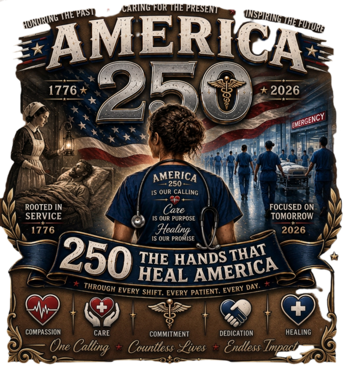 America 250 Healthcare – The Hands That Heal America -   T-Shirt