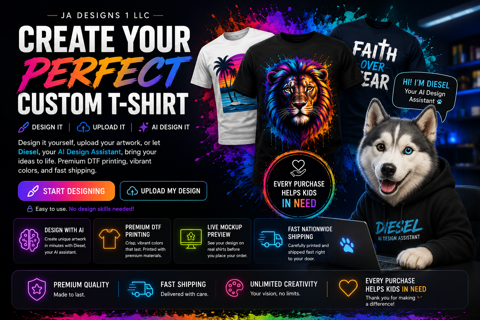 Design Your Own Custom T-Shirt | Create Personalized Apparel with JA Designs 1 LLC