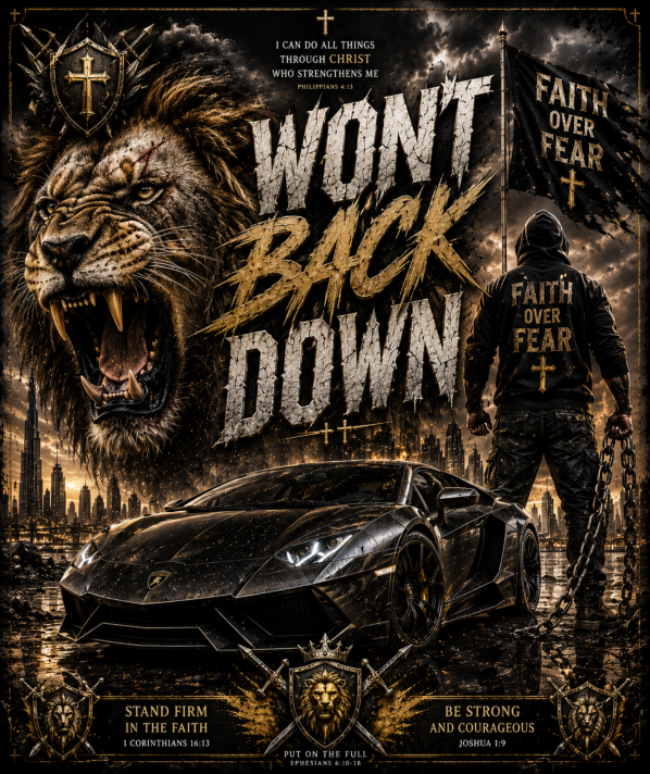 Won't Back Down – Faith Over Fear Christian Lion- Hoodie