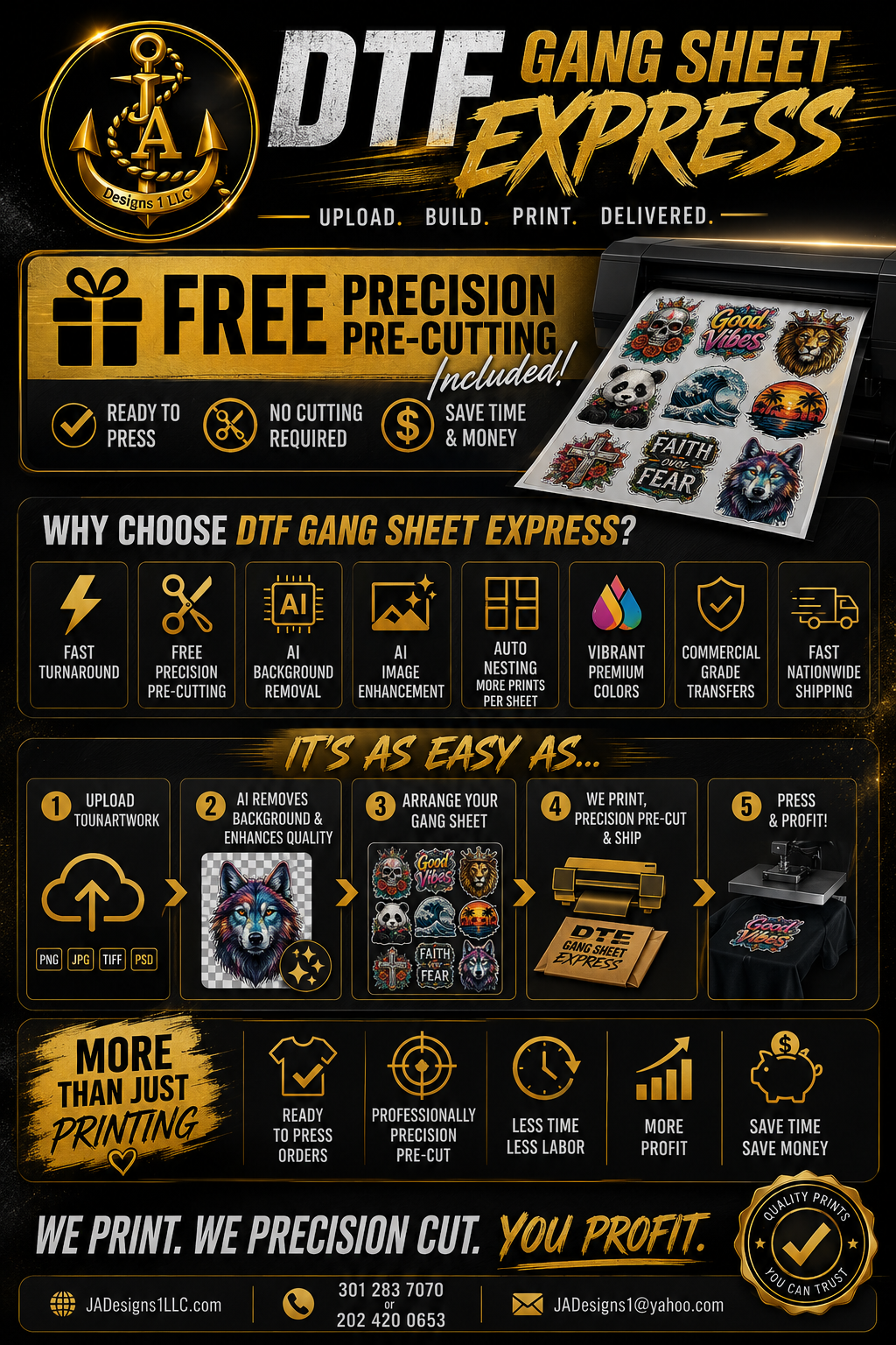 DTF Gang Sheet Express | Premium Ready-to-Press DTF Transfers with FREE Precision Pre-Cutting
