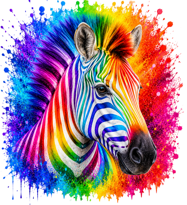 Little Heroes Collection | Rainbow Splash Zebra | Premium Wildlife Youth