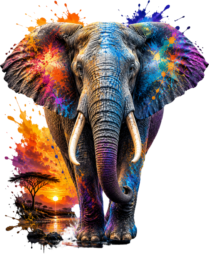 Color Splash Elephant | Premium Wildlife Youth