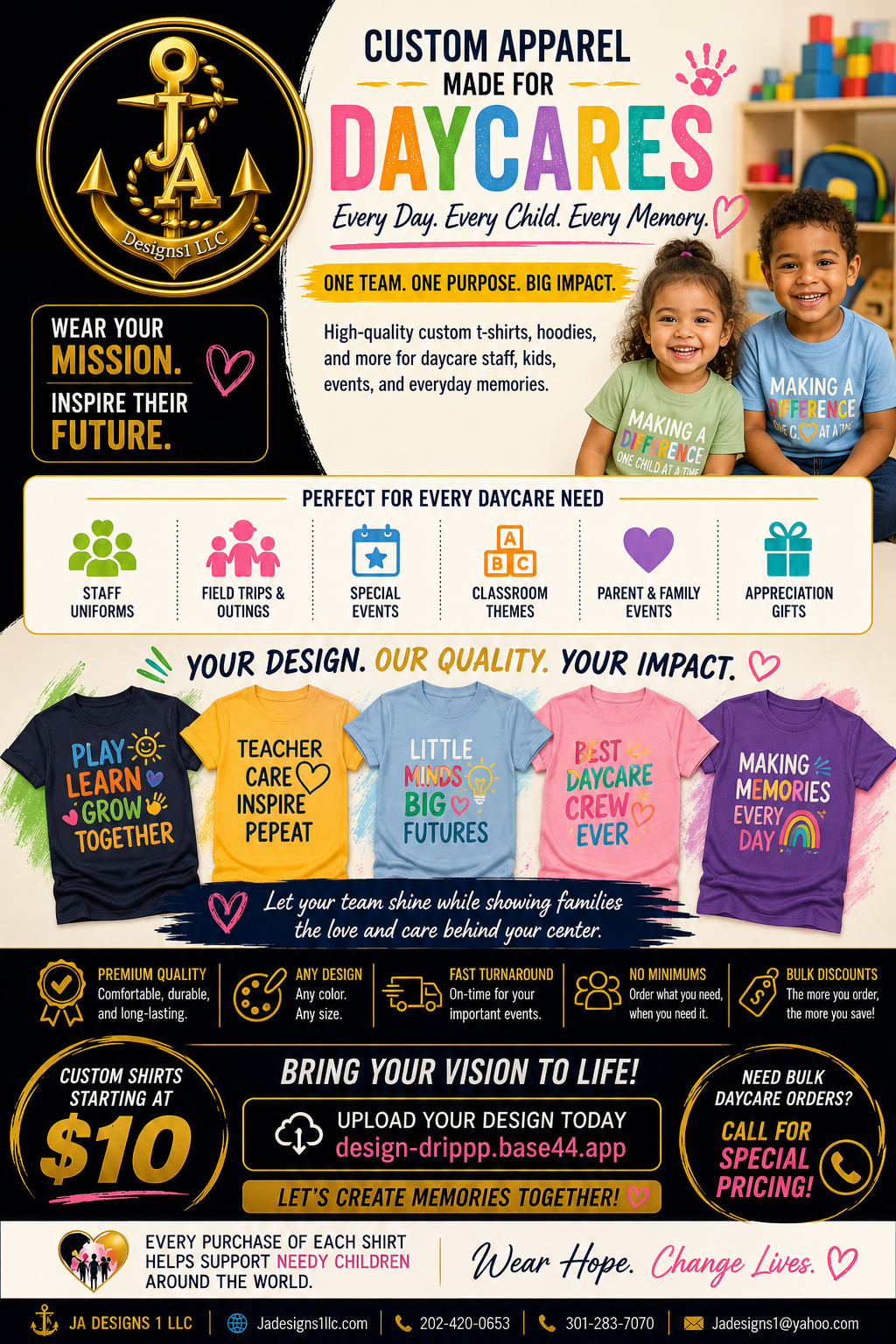 Design Your Own Custom T-Shirt | Create Personalized Apparel with JA Designs 1 LLC