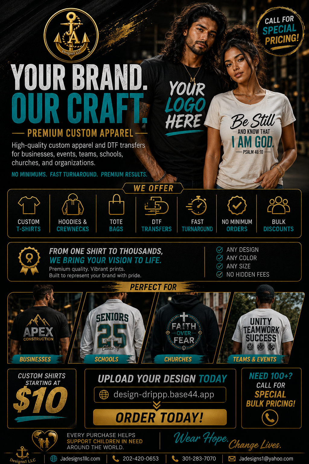 Design Your Own Custom T-Shirt | Create Personalized Apparel with JA Designs 1 LLC