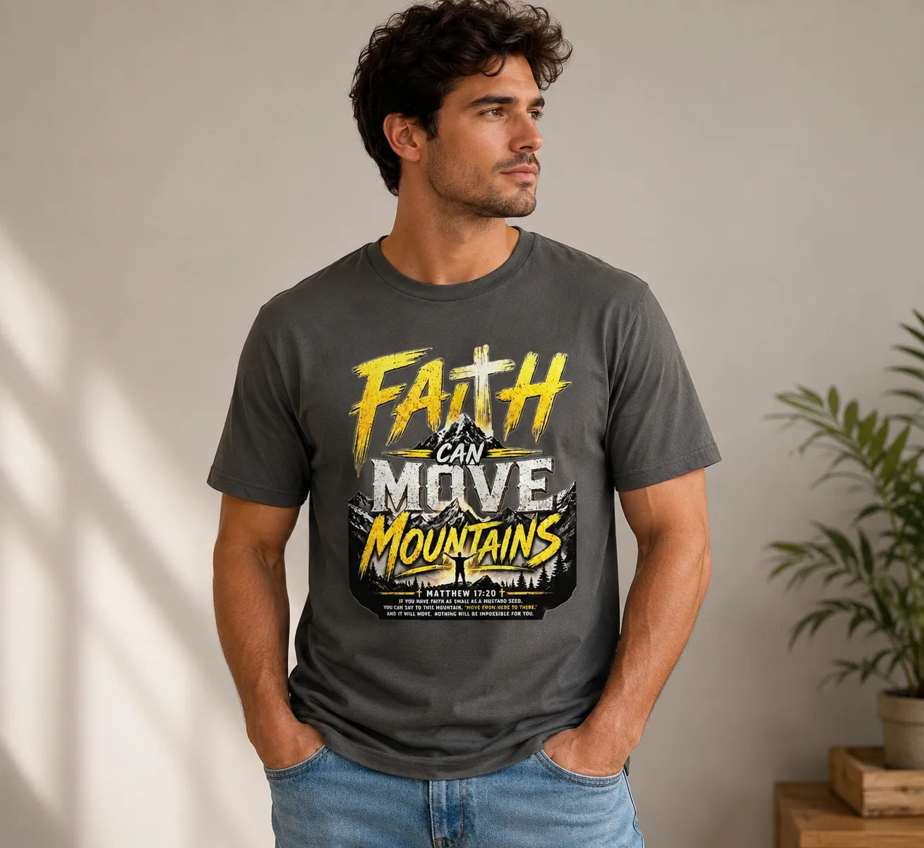 Faith Can Move Mountains Premium Christian Tee