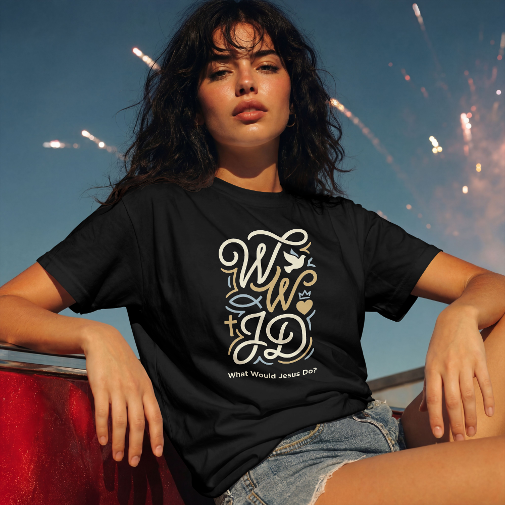 WWJD Faith Script T-Shirt | What Would Jesus Do