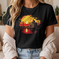 Taj Mahal Sunset T-Shirt | India Travel Landmark Graphic Tee | Golden Reflection Art Shirt