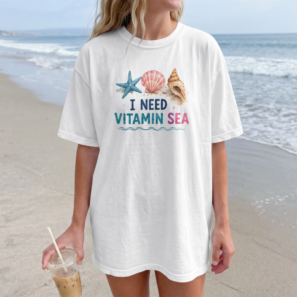 I Need Vitamin Sea T-Shirt | Beach Lover Graphic Tee | Coastal Summer Vacation Shirt