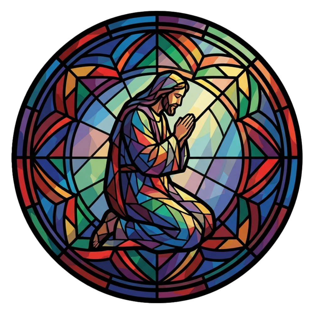 Praying Jesus Stained Glass Christian T-Shirt