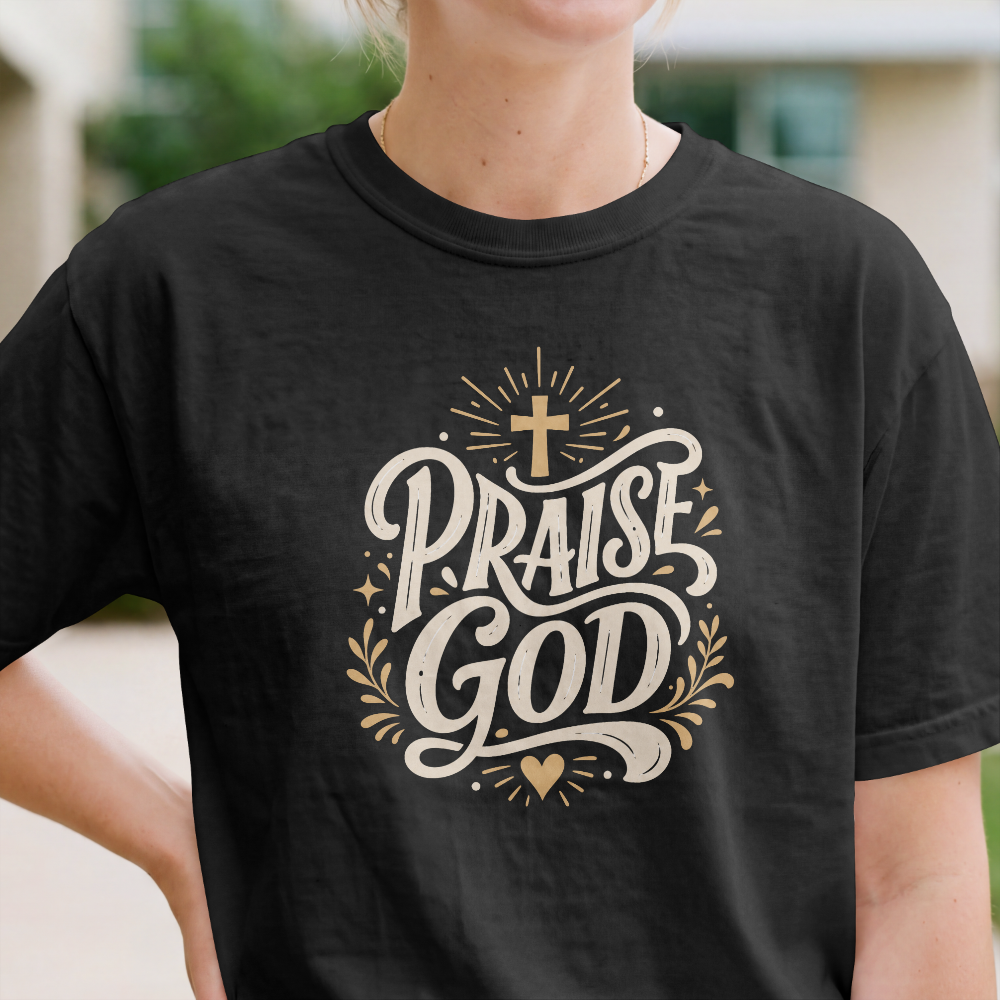 Praise God Vintage Christian Typography T-Shirt