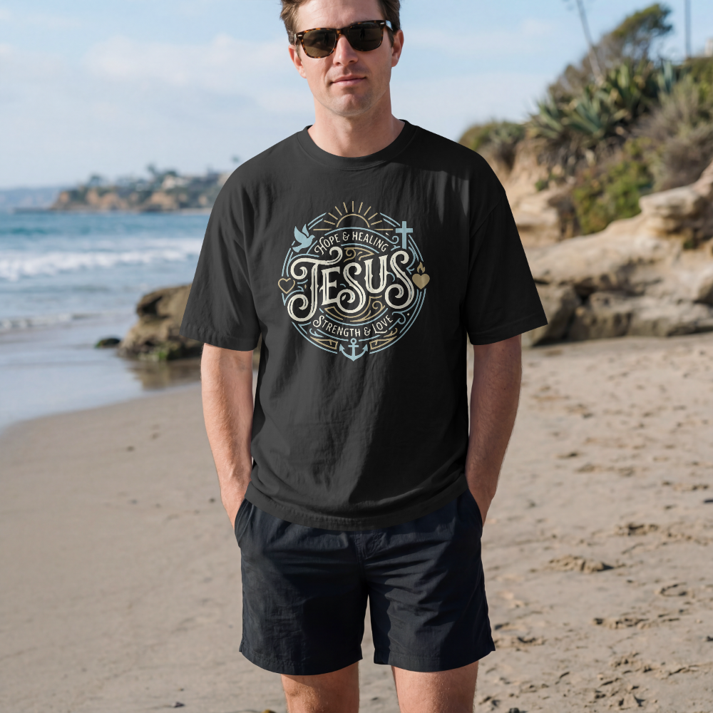 Jesus: Hope, Healing, Strength & Love – Christian Faith T-Shirt