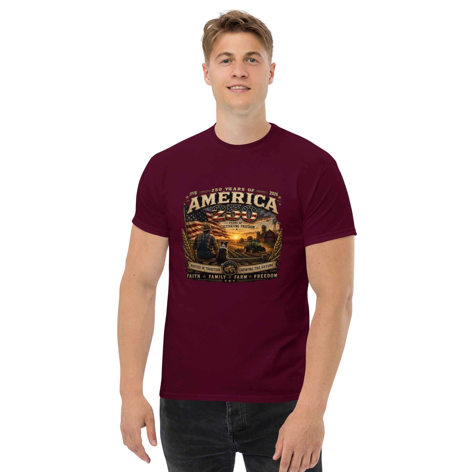 America 250 Farmer Tribute – 250 Years of Cultivating Freedom- T-Shirt