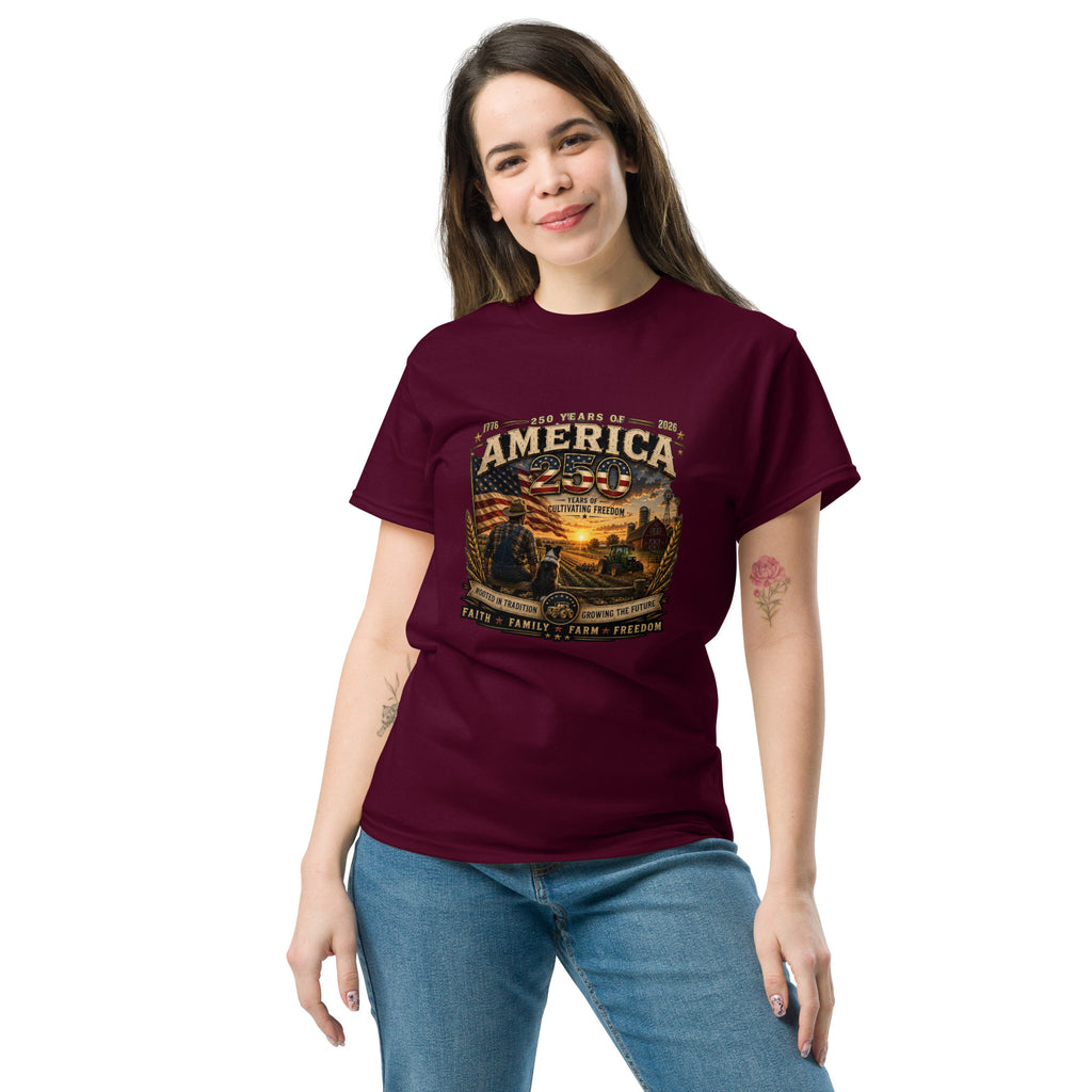 America 250 Farmer Tribute – 250 Years of Cultivating Freedom- T-Shirt