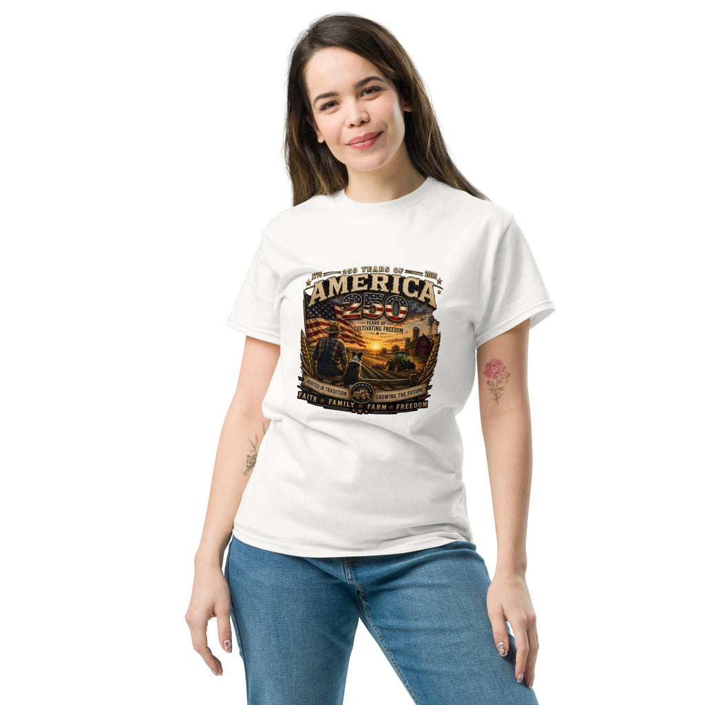 America 250 Farmer Tribute – 250 Years of Cultivating Freedom- T-Shirt