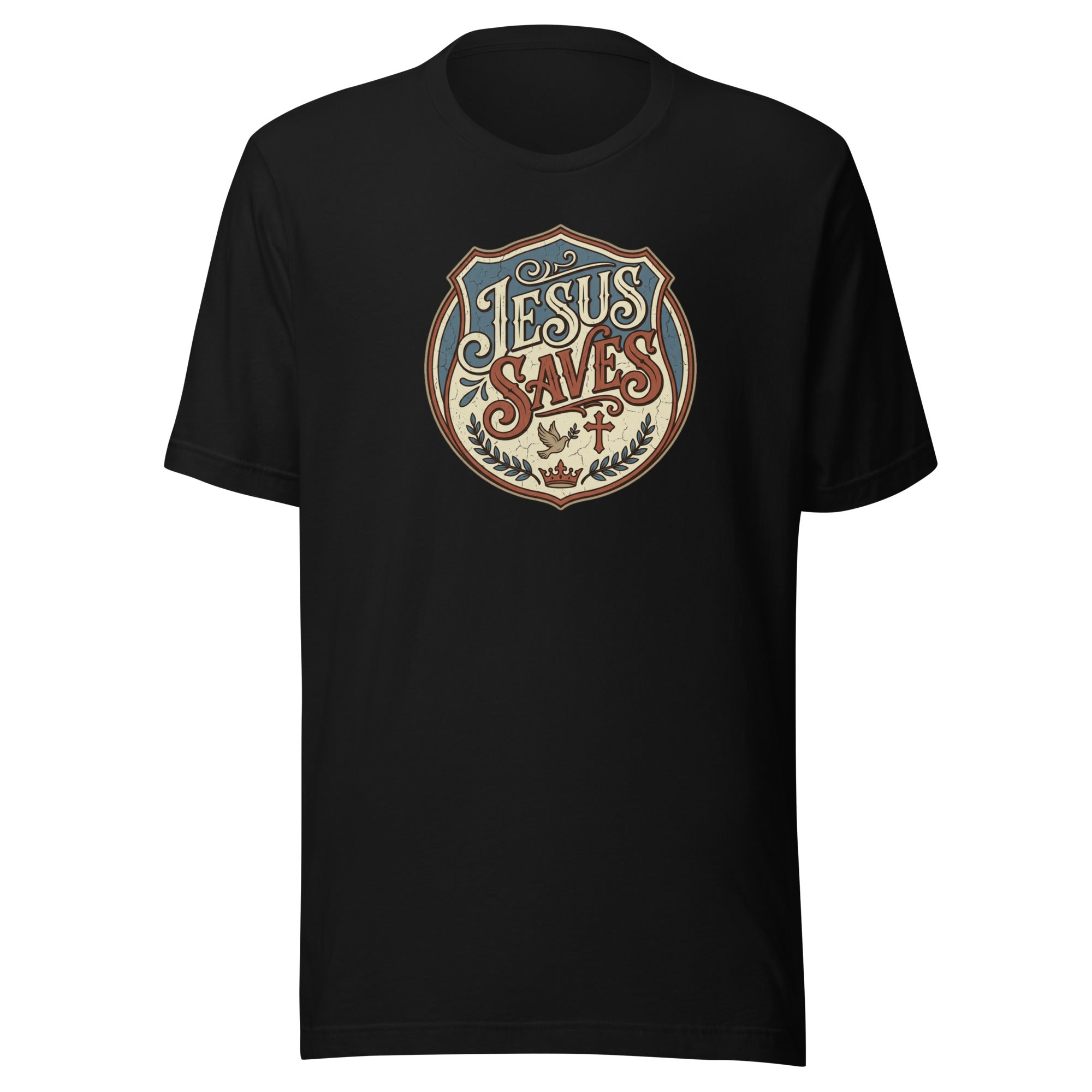 Jesus Saves Vintage Christian Crest - T-Shirt